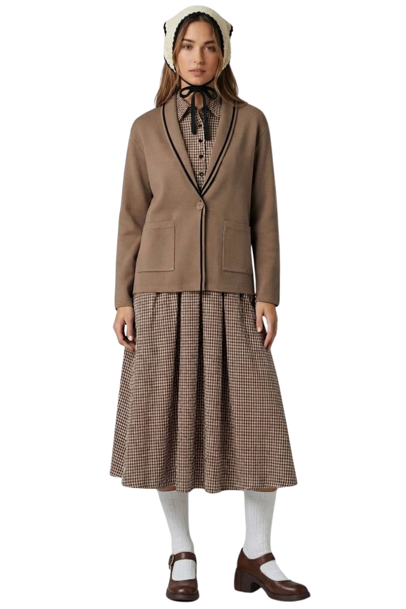 THE CLASSIC TRIM CARDIGAN WARM TAUPE