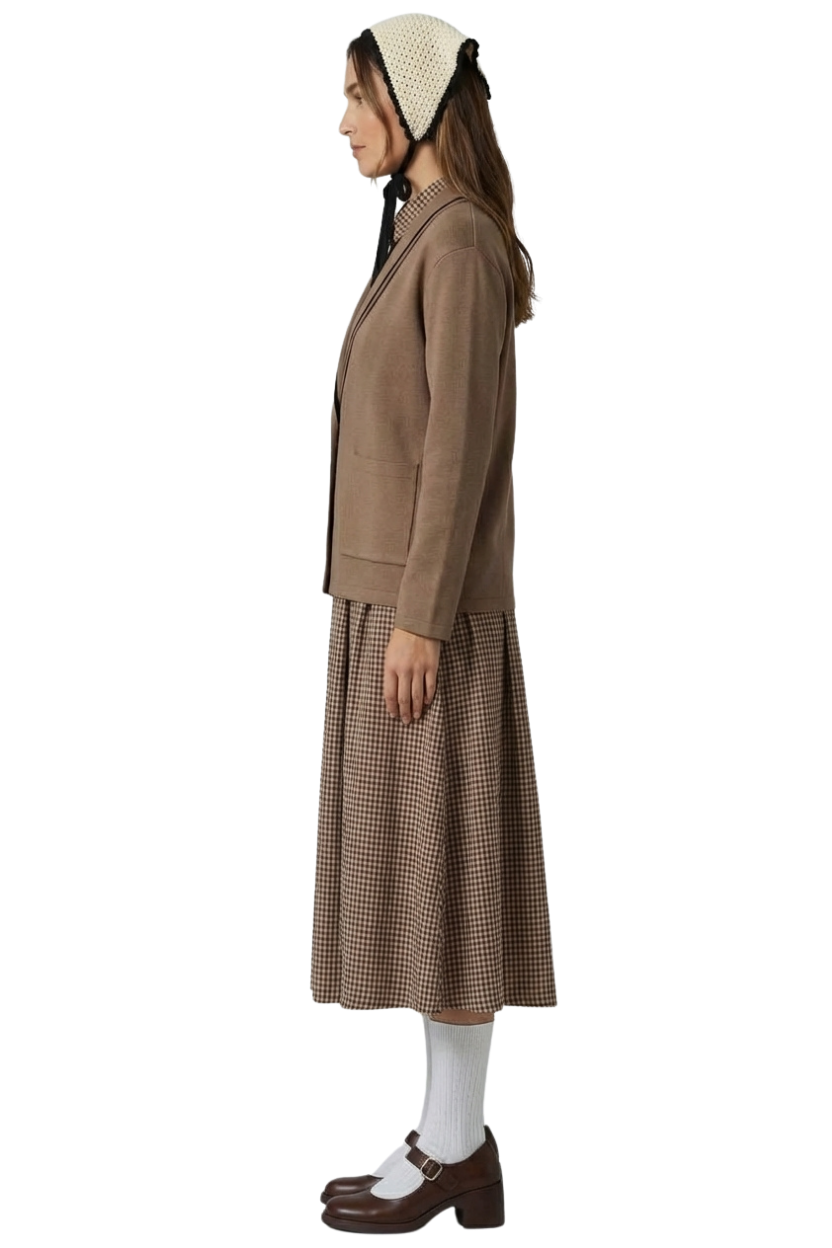 THE CLASSIC TRIM CARDIGAN WARM TAUPE