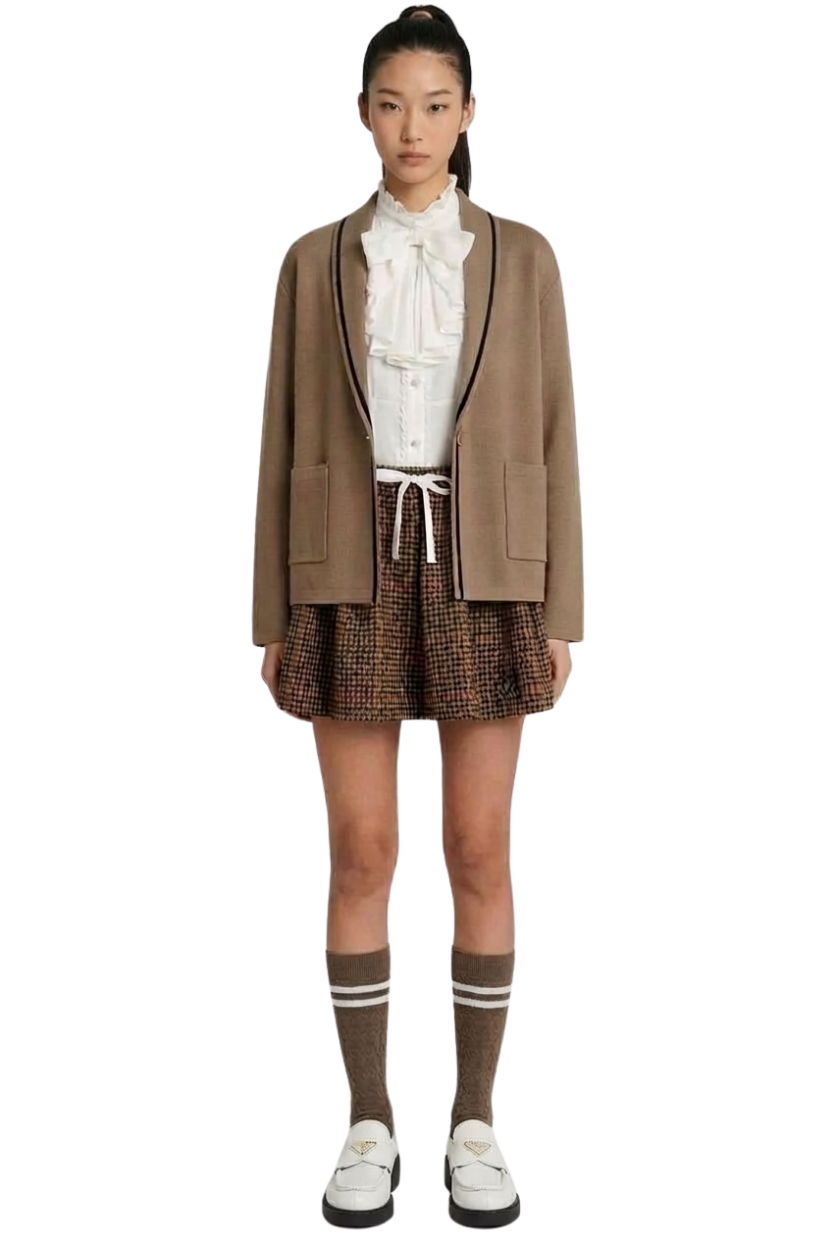 THE CLASSIC TRIM CARDIGAN WARM TAUPE