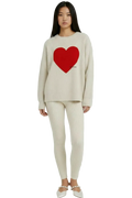 THE HEARTBEAT SWEATER CREAM/RUBY