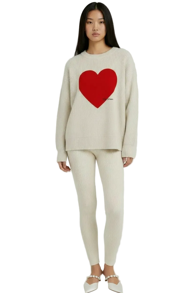 THE HEARTBEAT SWEATER CREAM/RUBY