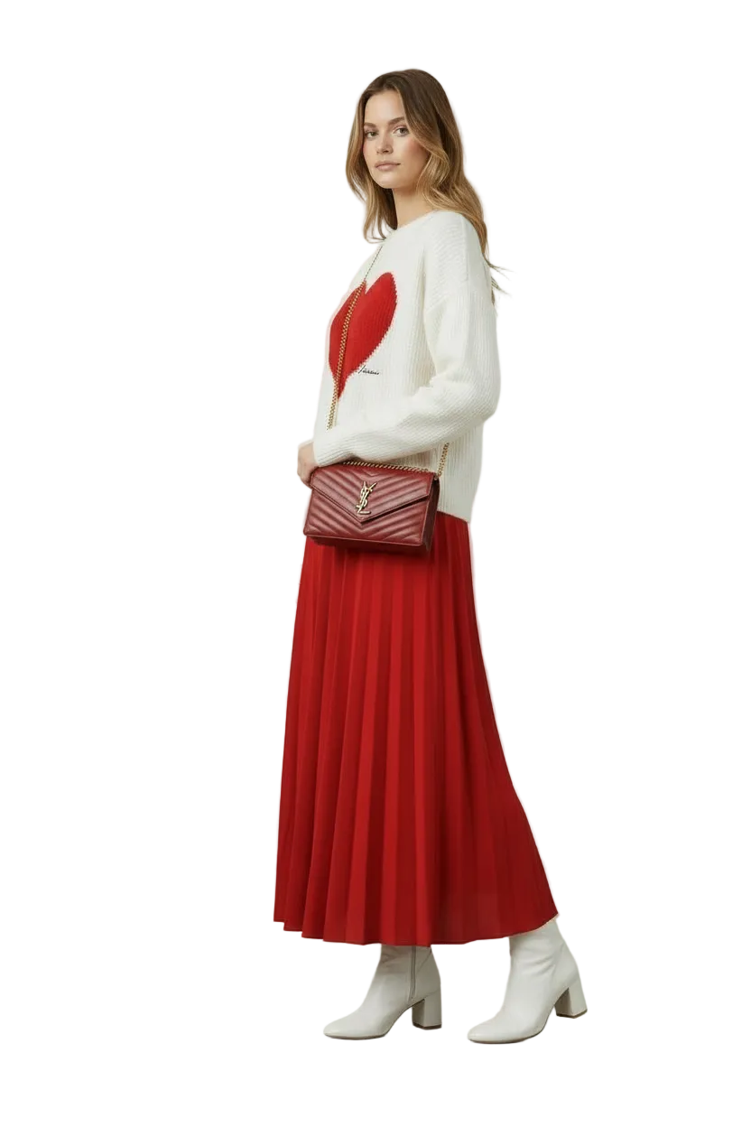 THE HEARTBEAT SWEATER CREAM/RUBY