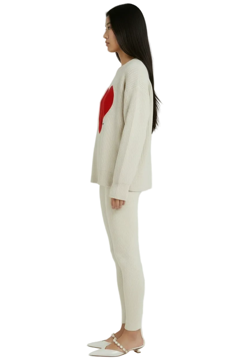 THE HEARTBEAT SWEATER CREAM/RUBY