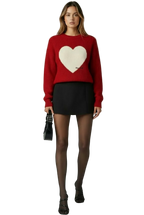 THE HEARTBEAT SWEATER RUBY/CREAM