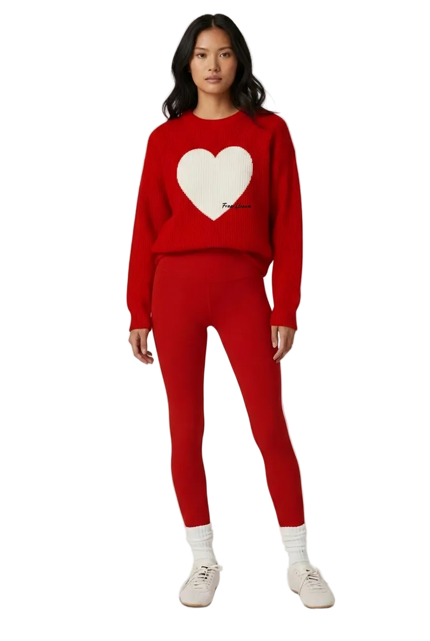 THE HEARTBEAT SWEATER RUBY/CREAM
