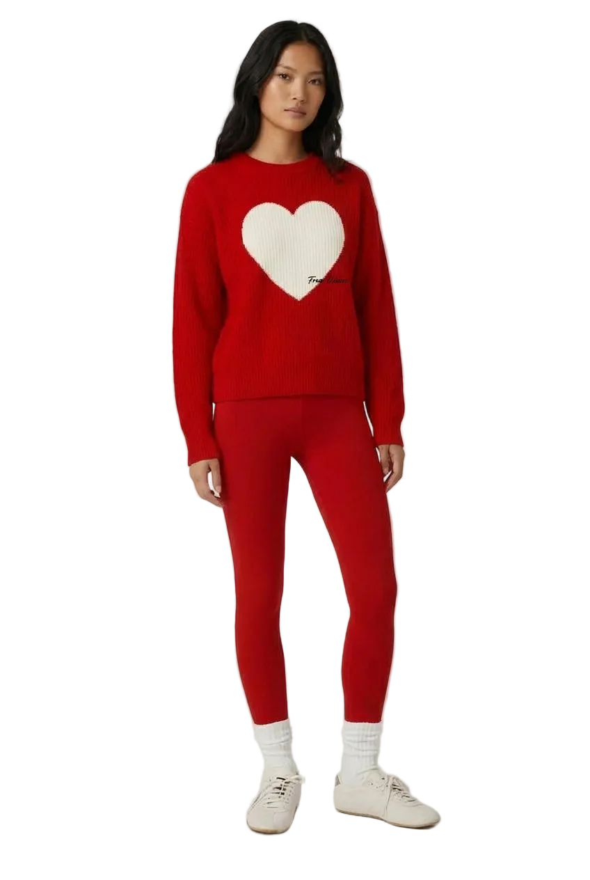 THE HEARTBEAT SWEATER RUBY/CREAM