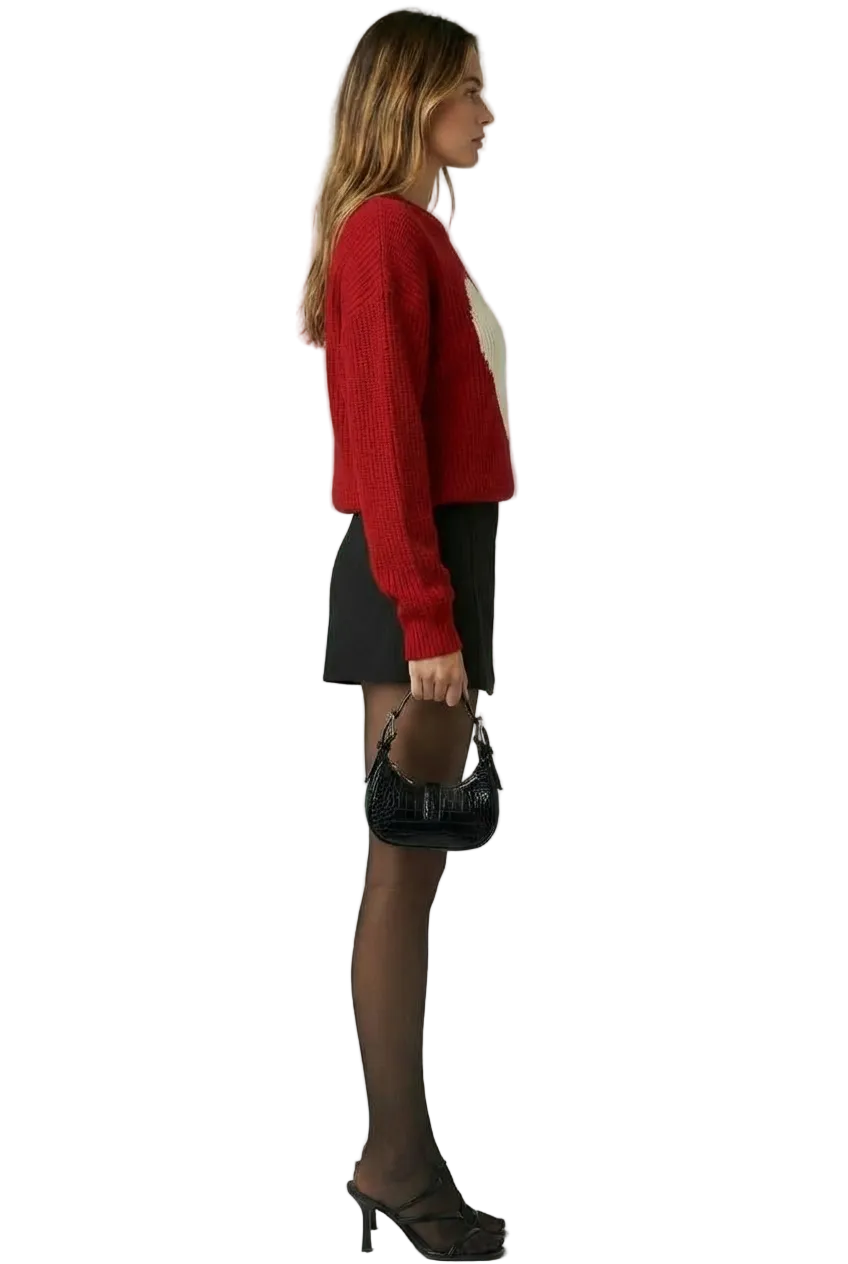 THE HEARTBEAT SWEATER RUBY/CREAM
