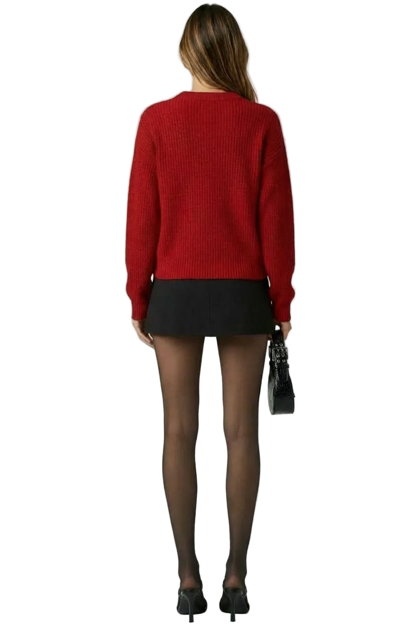 THE HEARTBEAT SWEATER RUBY/CREAM