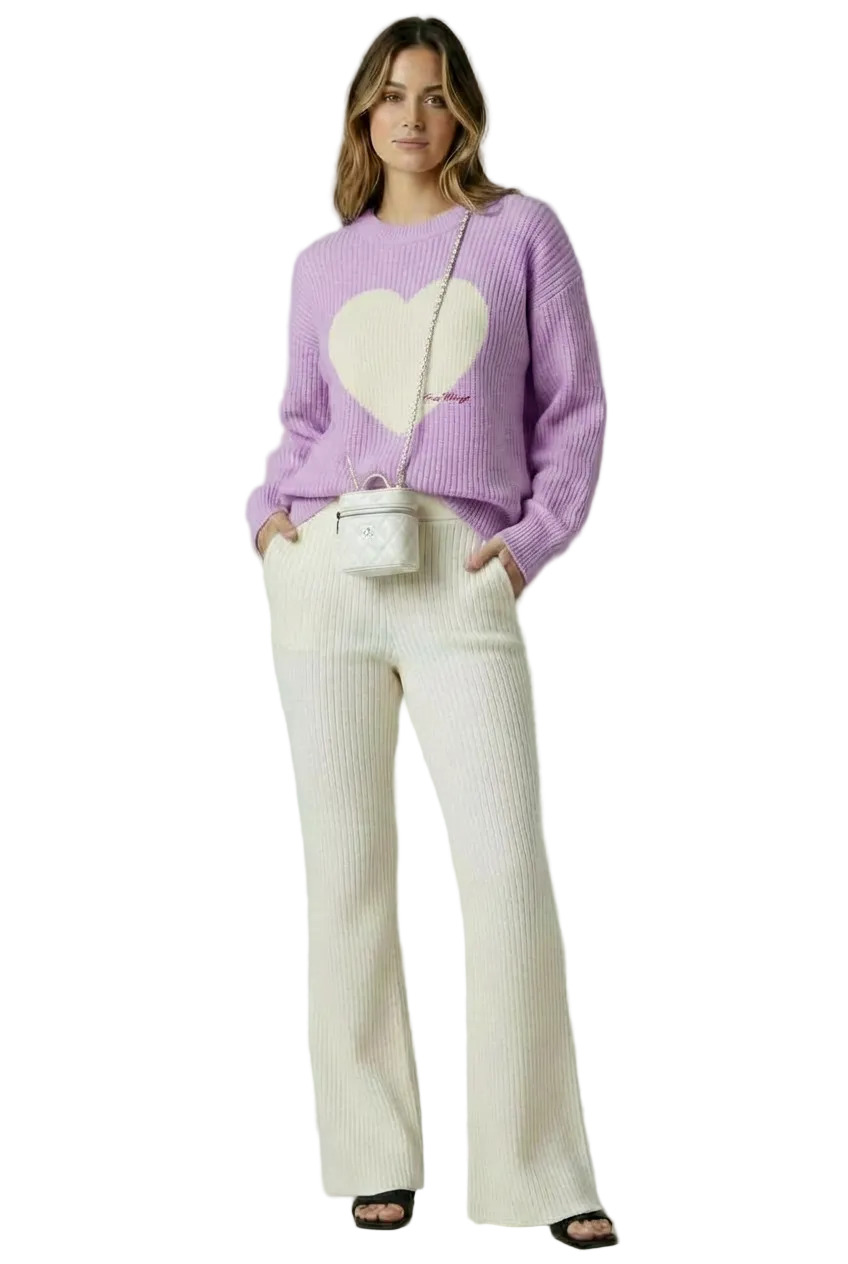 THE HEARTBEAT SWEATER LAVENDER HAZE/ CREAM