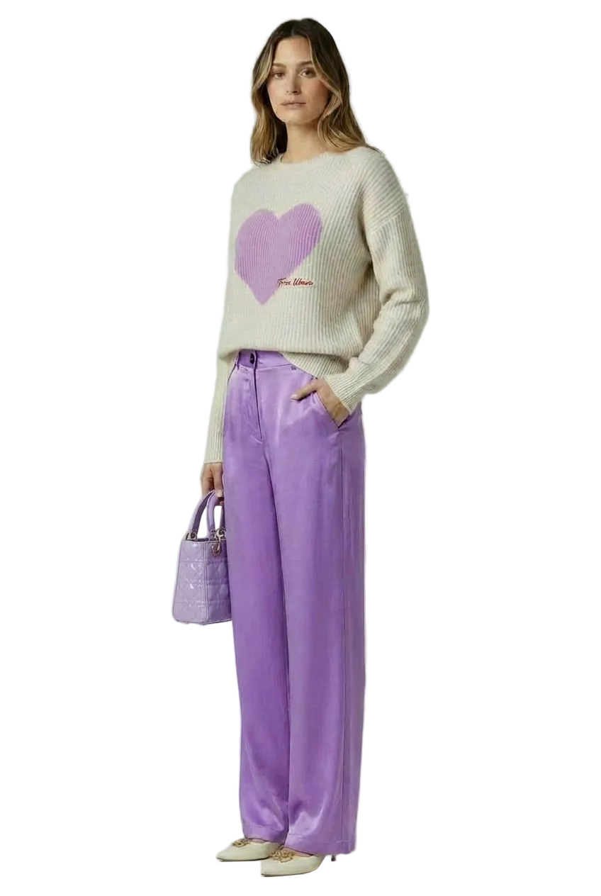 THE HEARTBEAT SWEATER CREAM/ LAVENDER HAZE