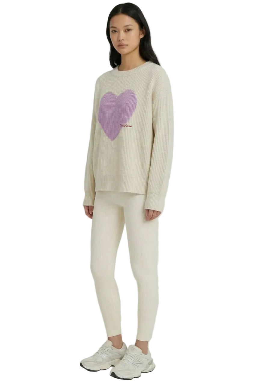 THE HEARTBEAT SWEATER CREAM/ LAVENDER HAZE