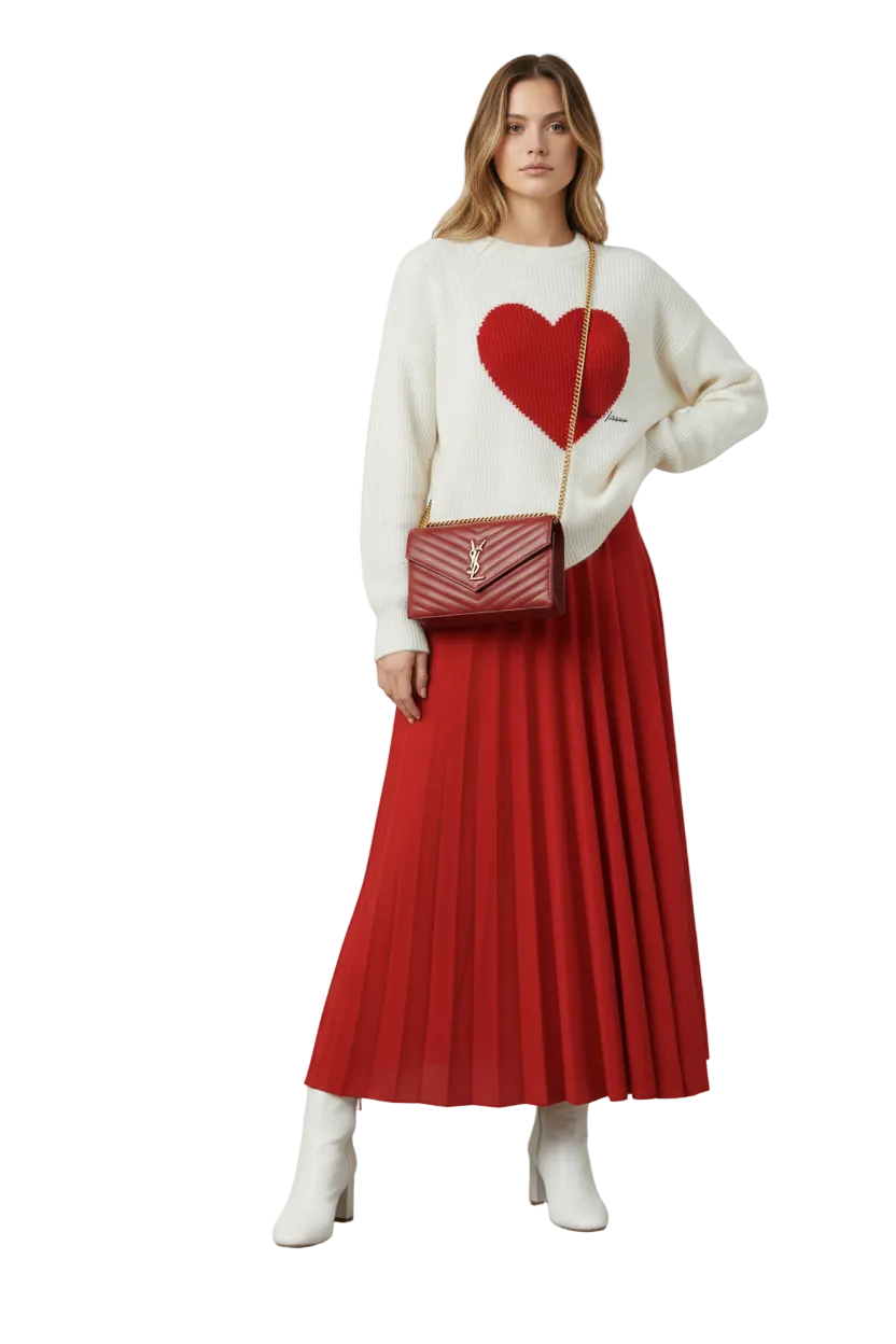 THE HEARTBEAT SWEATER CREAM/RUBY