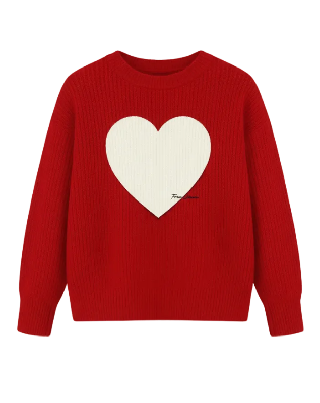 THE HEARTBEAT SWEATER RUBY/CREAM