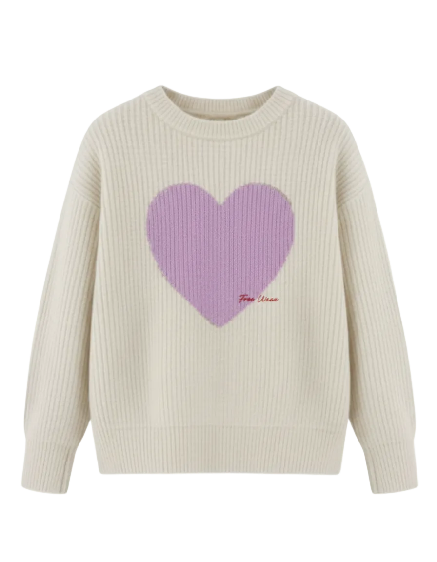 THE HEARTBEAT SWEATER CREAM/ LAVENDER HAZE