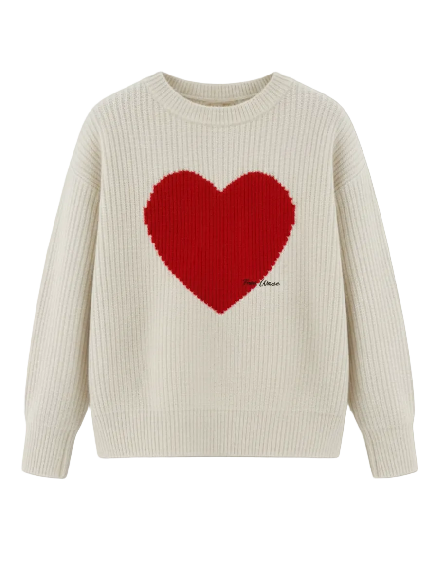 THE HEARTBEAT SWEATER CREAM/RUBY